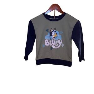 Bluey Toddler Boy's Green & Navy Long Sleeve Graphic Sweatshirt 5T Cartoon Dog
